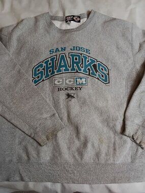 Vintage CCM SAN JOSE SHARKS Sweatshirt Large Crew Neck NHL Hockey